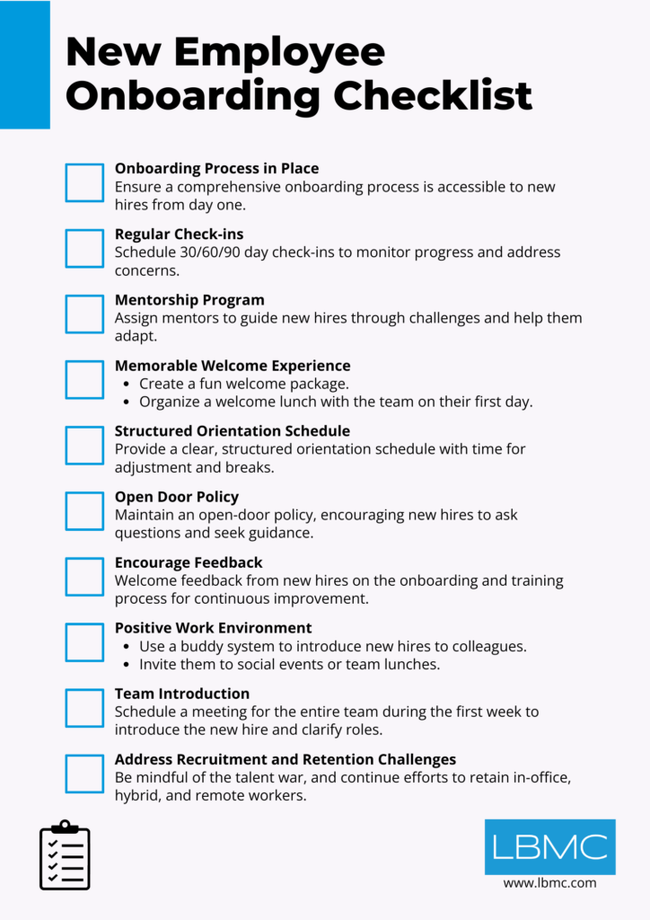 Employee Recruitment and Retention: New Employee Onboarding  Checklist